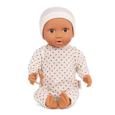 Babi Baby Doll (Medium) - Brown Eyes and Ivory Hat 14-inch Baby Doll, Ivory Outfit