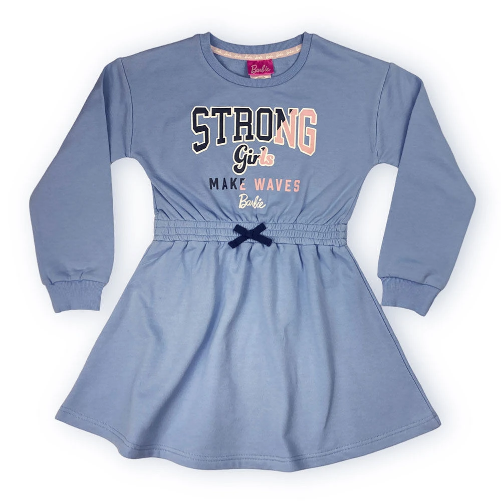 Barbie Fleece Long Sleeve Dress - Blue 6