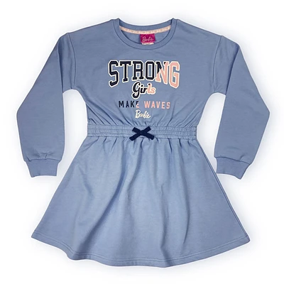 Barbie Fleece Long Sleeve Dress - Blue 6