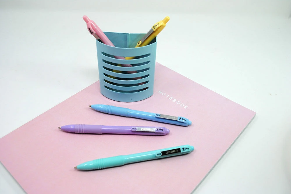 Z-Grip Pastel Barrel Retractable Ballpoint Pen Black Ink 5pk