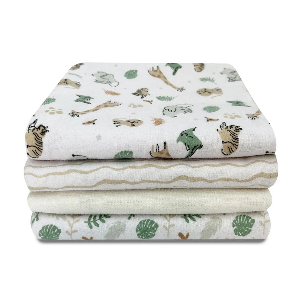 Koala Baby 4 pack Flannel Receiving Blankets Safari