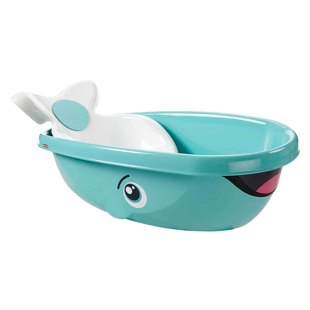 Baignoire pour bébé à tout-petit de Fisher-Price, Baignoire-baleine avec siège amovible pour bébé et bouchon de drainage