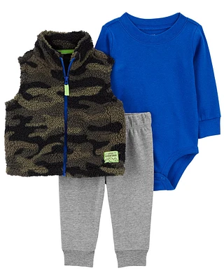 Carter's Three Piece Camo Little Vest Set Green  9M