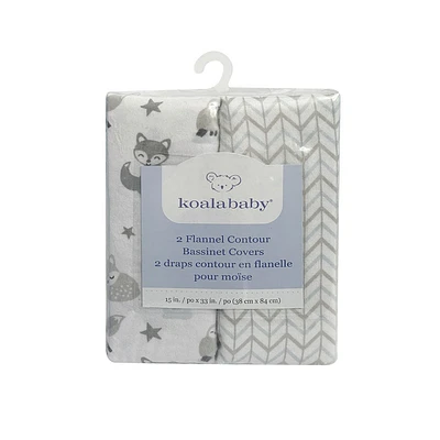 Koala Baby paquet de 2 draps de berceau en flanelle New Fox