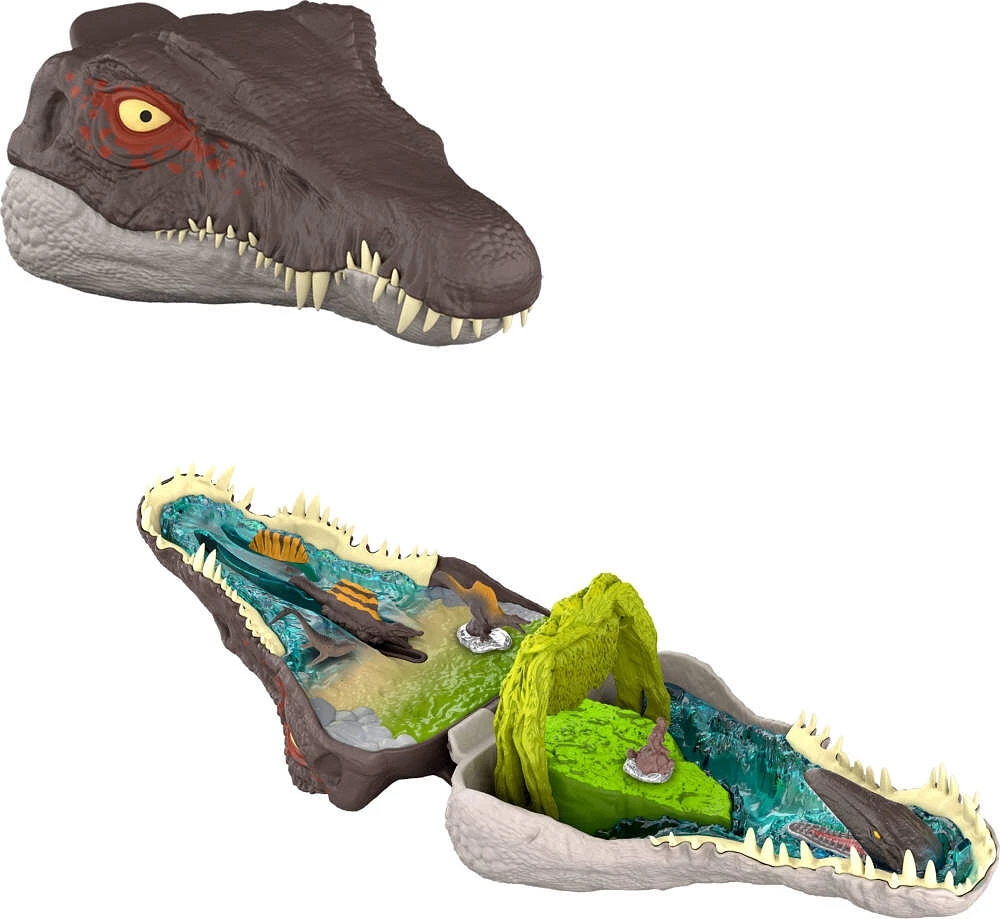 Jurassic World Rebirth Micro Adventure Playset Spinosaurus Head, Interactive Features & Figures
