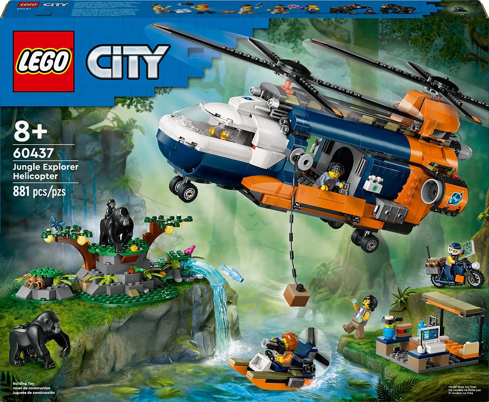 LEGO City Jungle Explorer Helicopter at Base Camp Building Toy, 60437