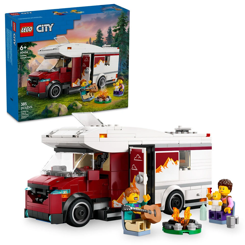 LEGO City Holiday Adventure Camper Van Building Toy Set - Vacation Toy for Kids - Includes 3 Minifigures - 60454