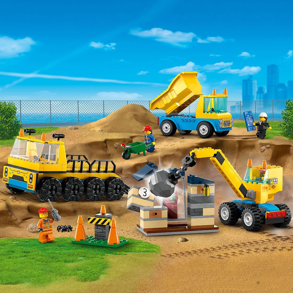 LEGO City Construction Trucks and Wrecking Ball Crane 60391 (235 Pieces)