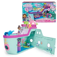 Gabby's Dollhouse, Bateau des chamis de Gabby, bateau de croisière avec 2 figurines, jouets surprises et accessoires de maison de poupée