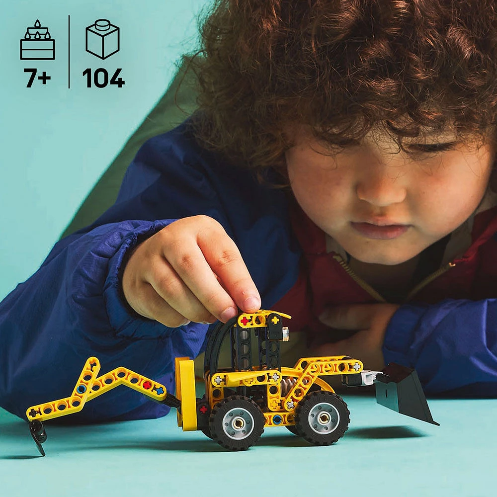 LEGO Technic Backhoe Loader Construction Toy - with Usable Back Digger, Scoop, & Outriggers - 42197