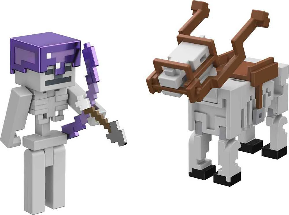 Minecraft 3.25-inch Action Figure 2-Packs with 2 Figures and 2 Accessories, Collectible Toys