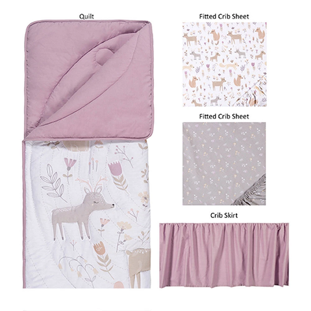 Ensemble de literie pour lit de bébé 4 pièces Trend Lab - Jardin forestier