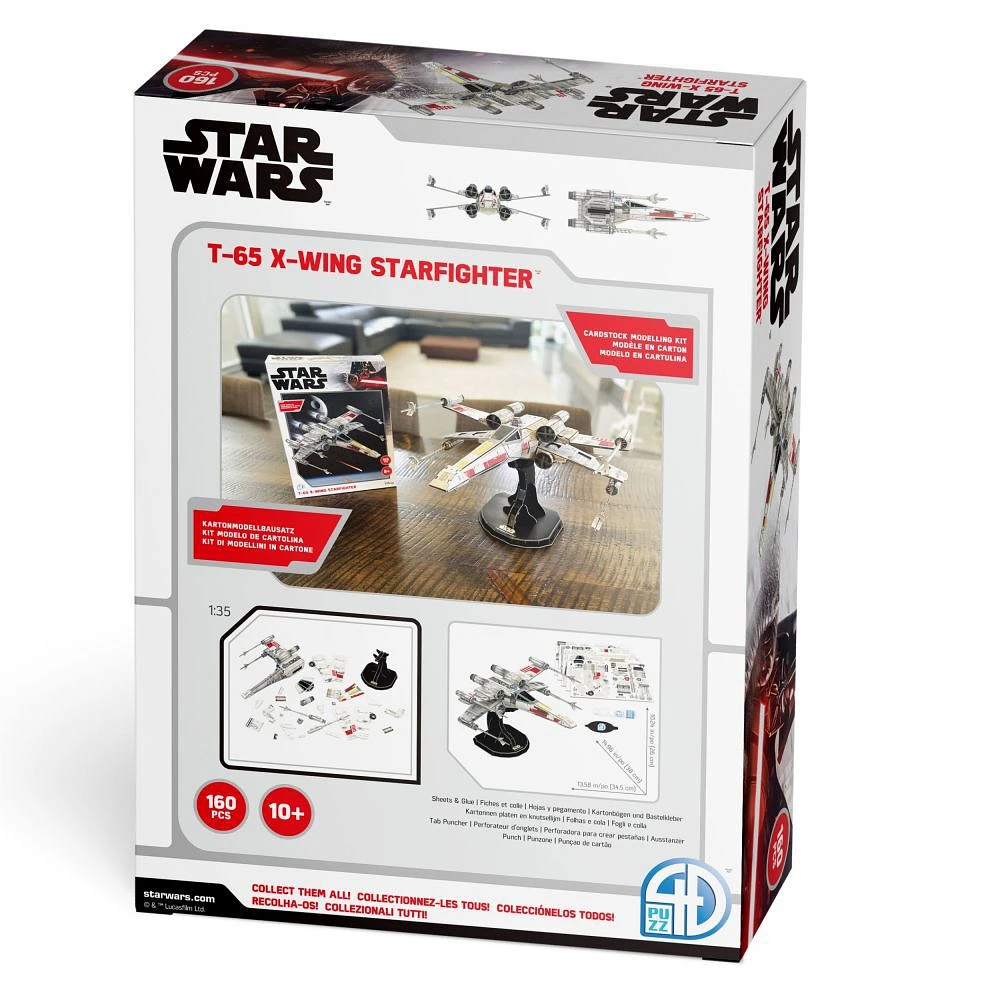 4D Build, Star Wars T-65 X-Wing Starfighter, 3D Paper Model Kit, 160 Piece Paper Model Kit