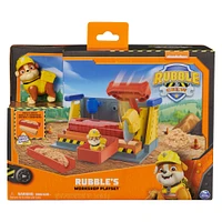 Rubble & Crew, Rubble's Workshop Playset, Construction Toys with Kinetic Build-It Sand & Rubble Action Figure