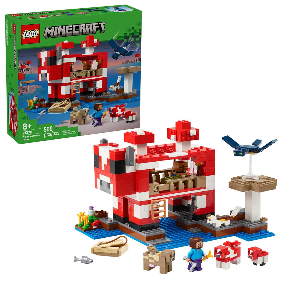 LEGO Minecraft The Mooshroom House Toy Figures and Playset - Building Toy - with Steve Minifigure - 21270