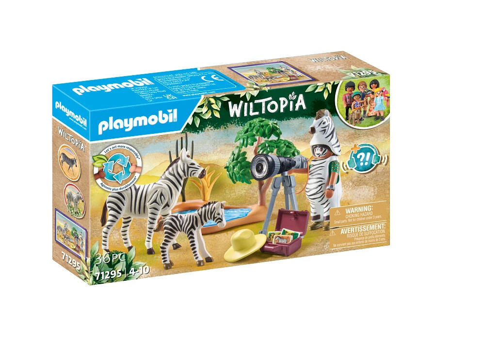 Playmobil - Wiltopia - Photographe avec déguisement et zèbres