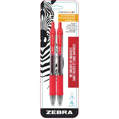 Zebra Sarasa X20 Retractable Gel Pen Ink 2pk