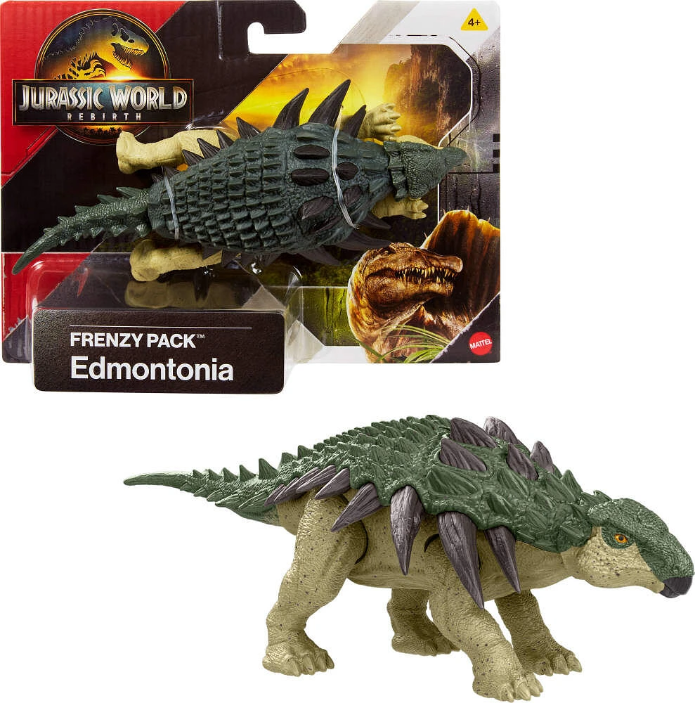Jurassic World Rebirth Frenzy Pack Edmontonia Dinosaur Figure, Authentic Toy, Digital Play