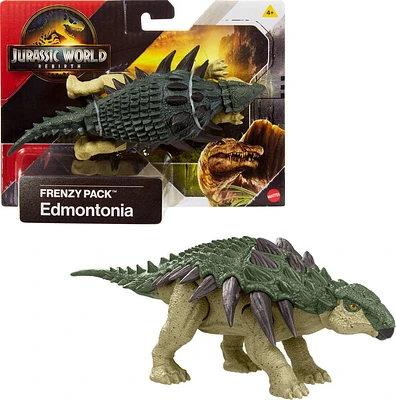 Jurassic World Rebirth Frenzy Pack Edmontonia Dinosaur Figure, Authentic Toy, Digital Play