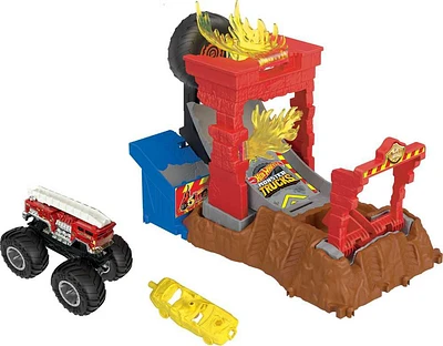 Hot Wheels Monster Trucks Arena Smashers 5 Alarm Fire Crash Challenge Playset