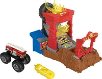 Hot Wheels-Coffret Monster Trucks Arena Smashers 5-Alarm Défi Incendie