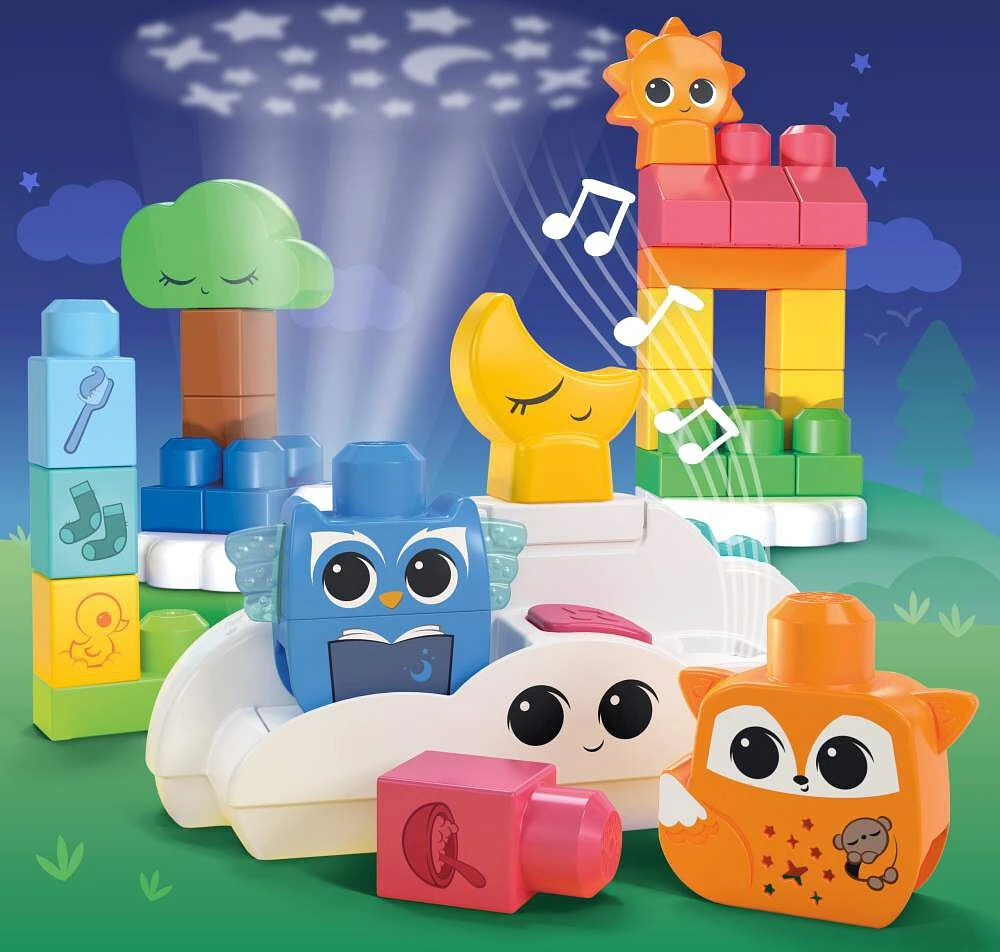 MEGA Fisher- Price Rise & Snooze Night Light Sensory Block Toy (30 Pieces)