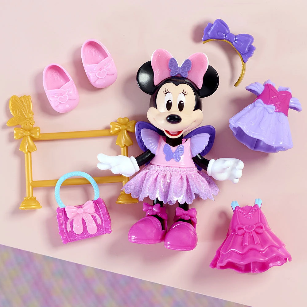 Fabuleuse Poupée de Ballerine de Mode de Minnie Mouse de Disney Junior, Ensemble de Poupée et d'Accessoires à 13 Éléments