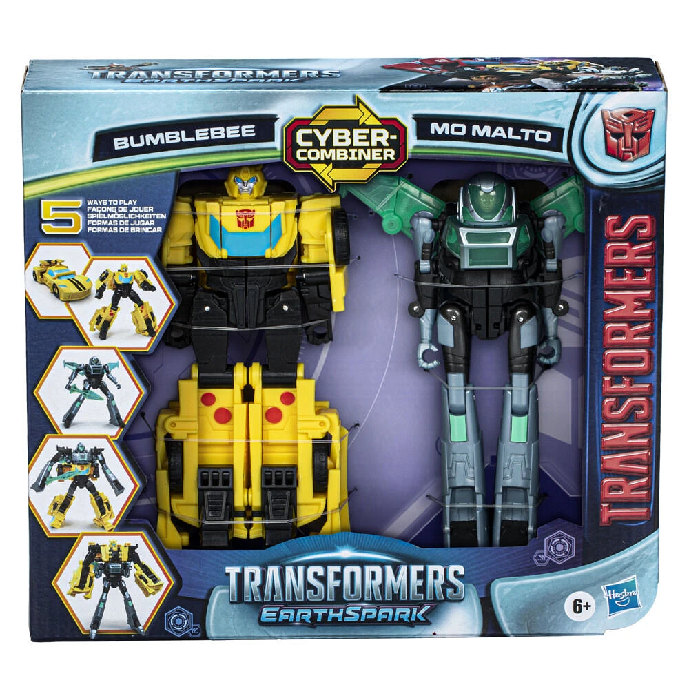 Transformers EarthSpark Cyber-Combiner Bumblebee and Mo Malto Action Figures