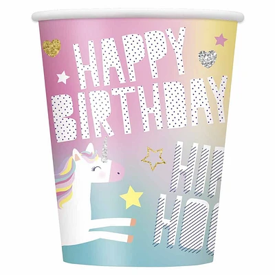 Unicorn 9oz Paper Cups, 8 pieces - English Edition