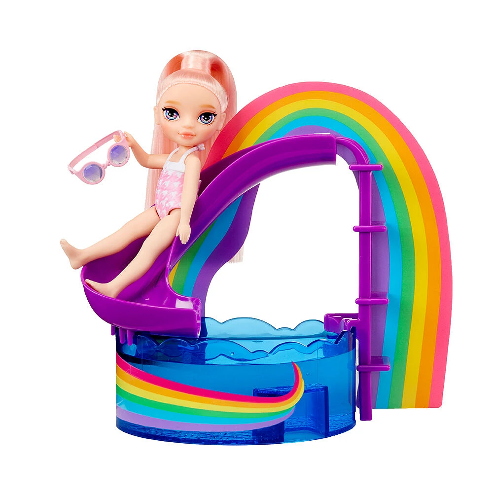 Rainbow High Littles Pool Day Playset + Small Doll (Pink 5.5")