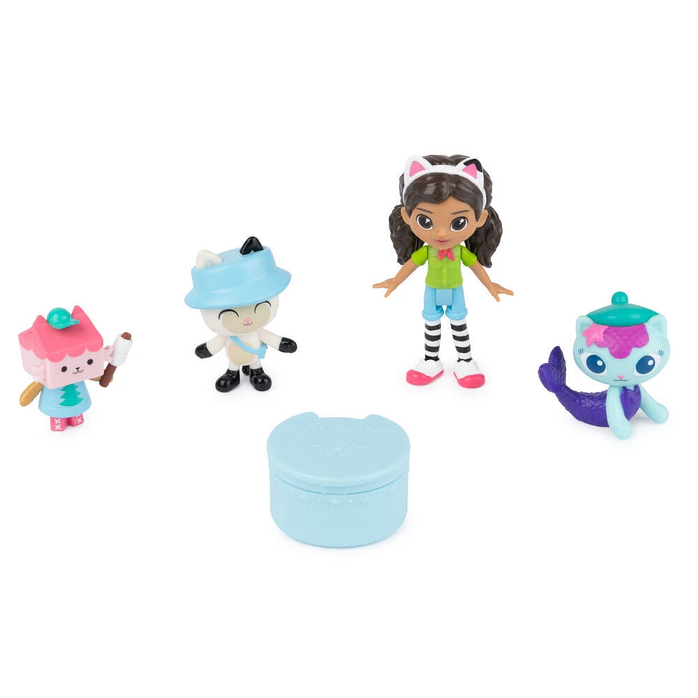 DreamWorks Gabby's Dollhouse, Campfire Gift Pack with Gabby Girl, Pandy Paws, Baby Box and MerCat Toy Figures