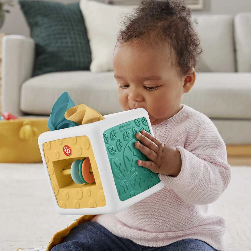 Fisher Price-Cube d'Activités Boîte à mouchoirs-Jouet sensoriel à froisser pour nouveau-né