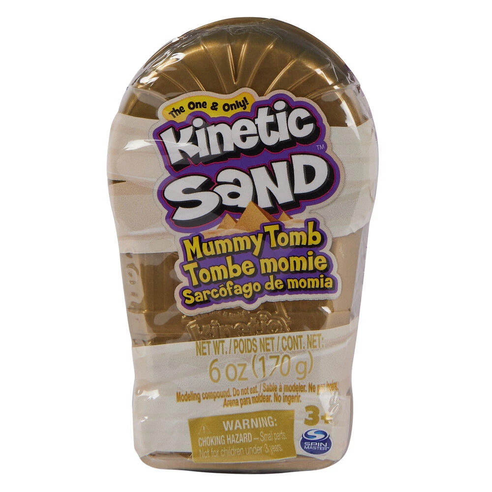 Kinetic Sand, Tombe momie, 170 g de sable à modeler brun naturel, sac de petits cadeaux