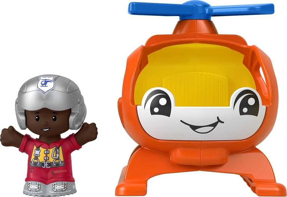Fisher-Price Little People Helicopter Toy and Pilot Figure Set for Toddlers, 2 Pieces