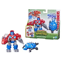 Transformers Dinobot Adventures Dinobot Defenders Optimus Prime and Scale the Shield-Bot 2-Pack Converting Toys, 4.5-Inch Action Figure, Ages 3 and Up