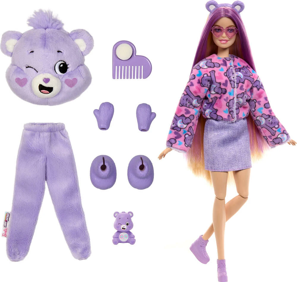 Barbie Cutie Reveal Care Bears Series Doll & Accessories in Share Bear Plush Costume, 10 Surprises