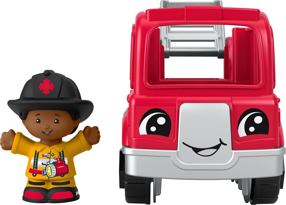 Fisher-Price Little People Toy Firetruck and Firefighter Figure Set for Toddlers, 2 Pieces