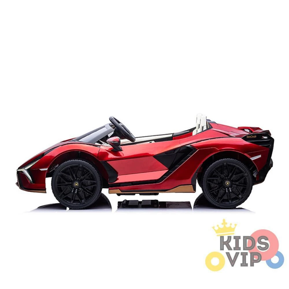 KIDSVIP Voiture porteur 2 places Lamborghini Sian 4X4 24 V sous licence pour enfants avec RC - Rouge