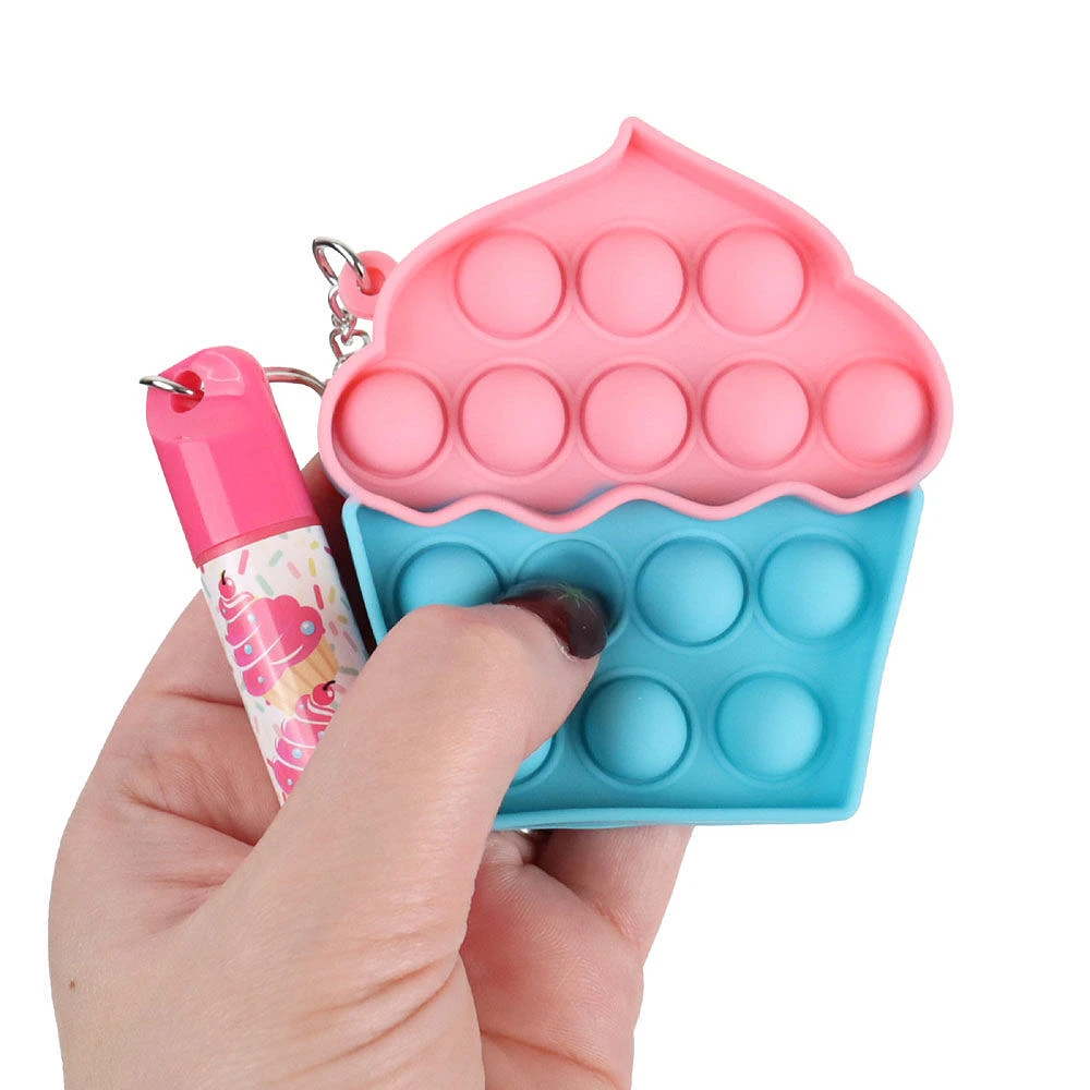 Baume à Lèvres avec Jeu Tactile Porte-Clés - Petit Gâteau