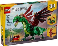 LEGO Creator 3 in 1 Medieval Dragon Toy - Building Toy with 3 Build Options, Dragon, Sea Serpent, or Phoenix - 31161