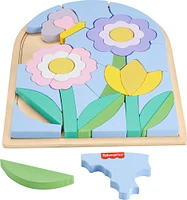 Fisher-Price Wooden Flower Puzzle Blocks for Preschool Kids, 37 Wood Pieces