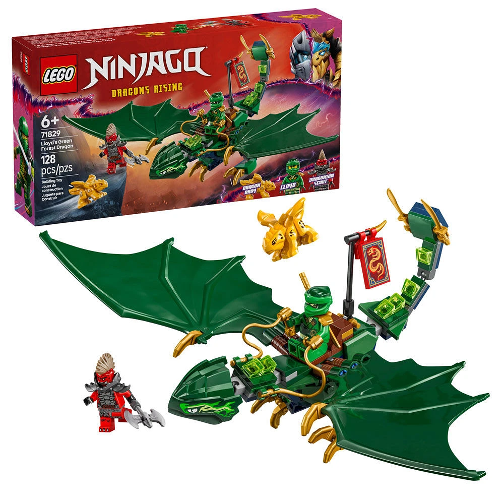 LEGO NINJAGO Lloyd's Green Forest Dragon Toy - Pretend Play Building Toy for Boys and Girls - 71829