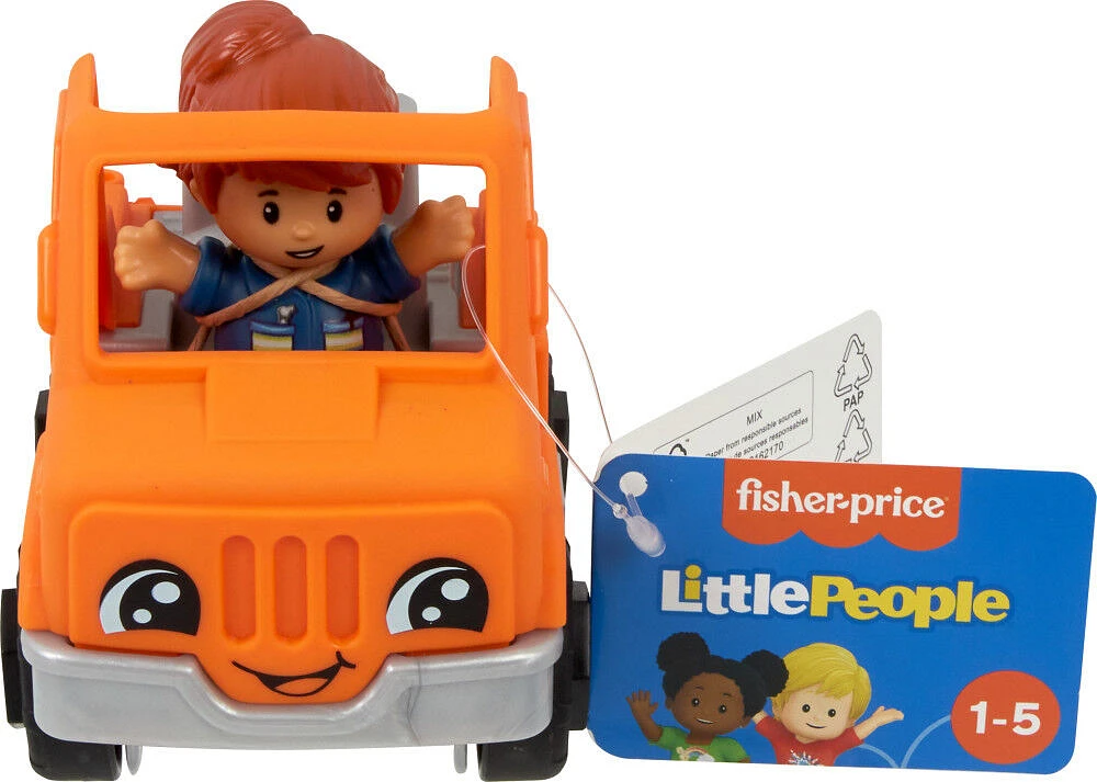 Fisher-Price Little People Help and Go Tow Truck and Figure Set for Toddlers, 2 Pieces