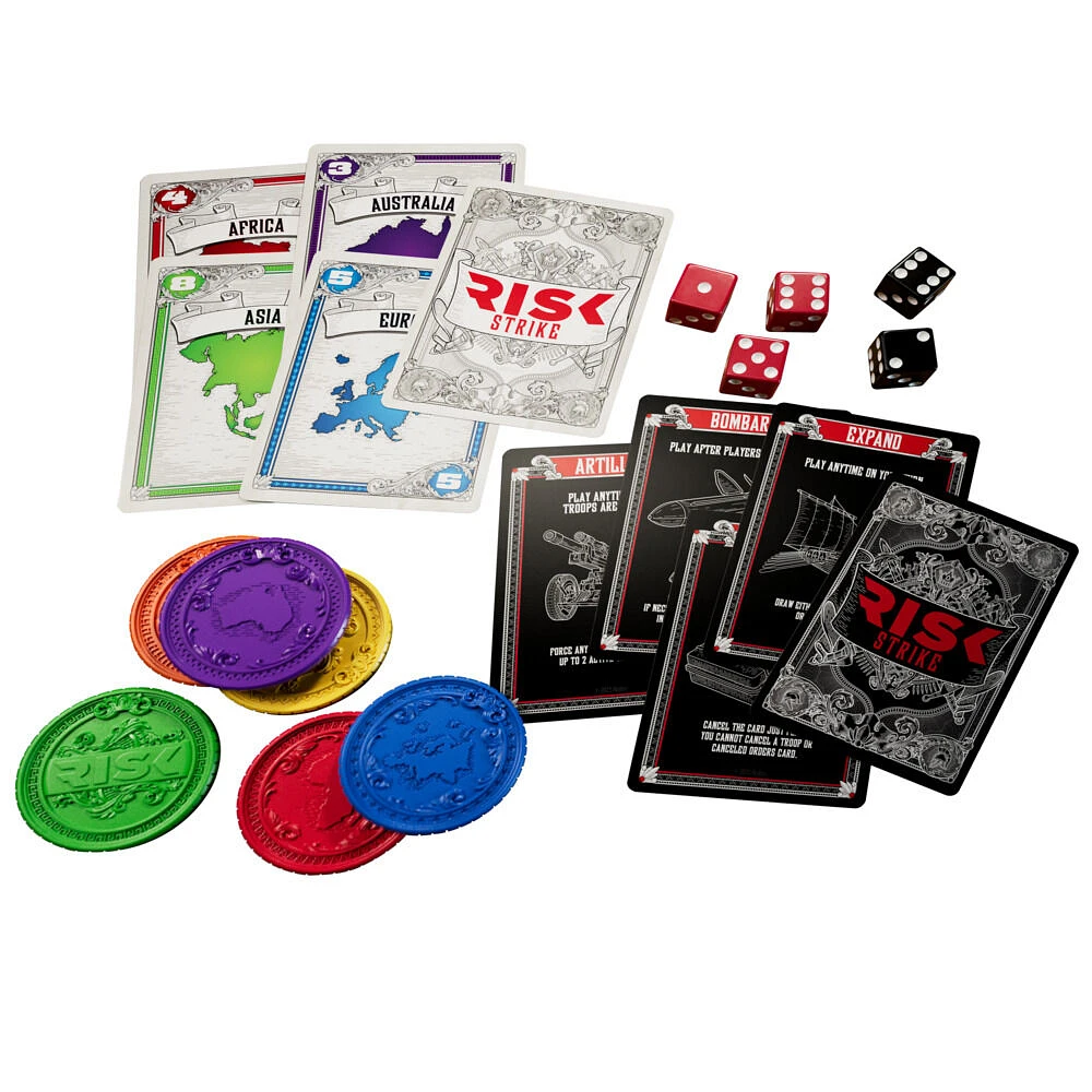 Risk Strike Cards and Dice Game, Quick-Playing Strategy Card Game for 2-5 Players