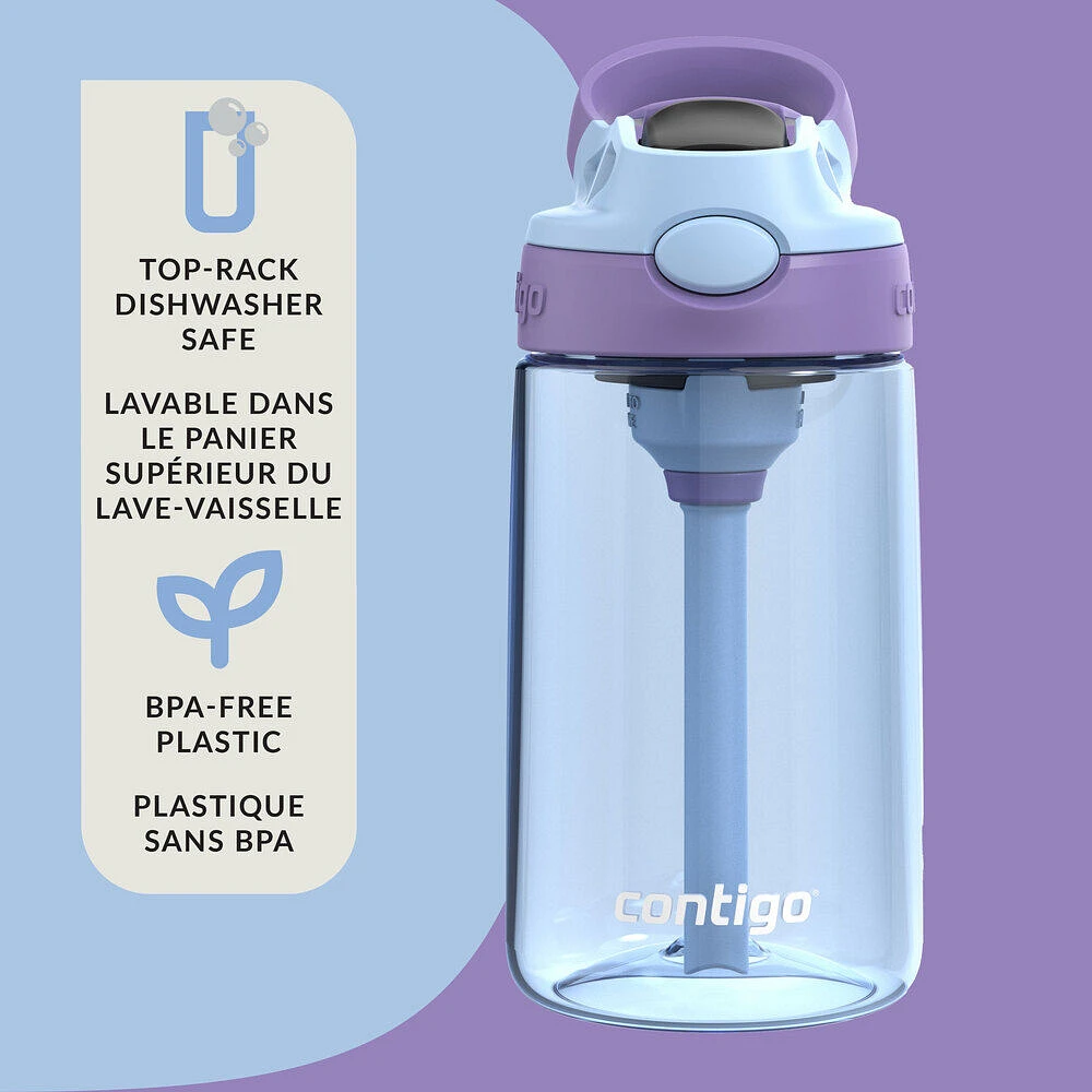 Contigo Aubrey Kids Leak-Proof Spill-Proof Water Bottle, Periwinkle Amethyst Zodiac, 14 oz