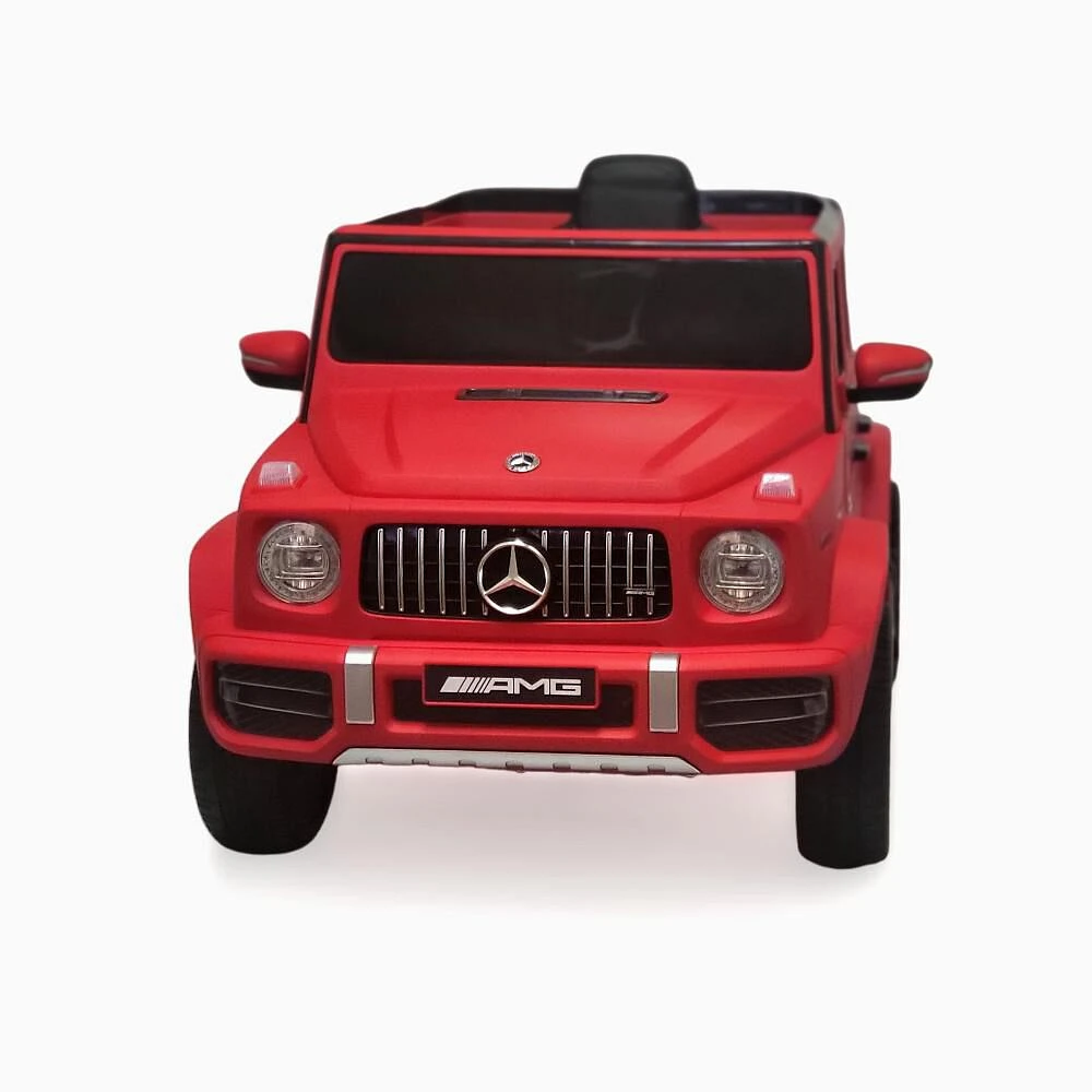 KIDSVIP Voiture 1 place pour enfants Mercedes G63 12V sous licence officielle avec roues en caoutchouc, musique, RC - rouge mat