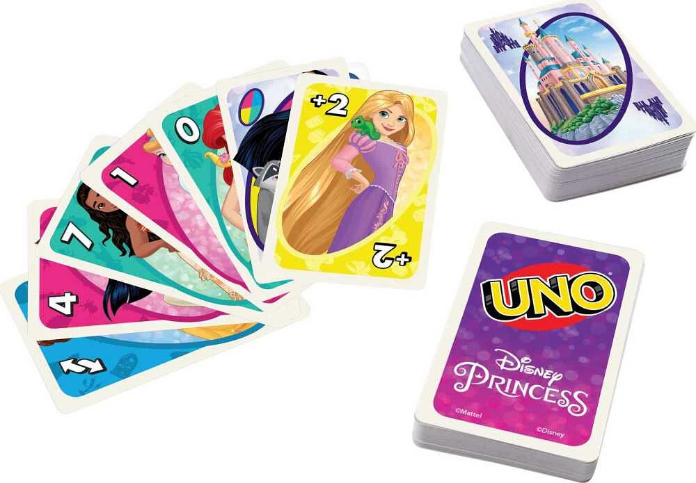 UNO Princesses Disney Jeu d'association de cartes, paquet de 112 cartes