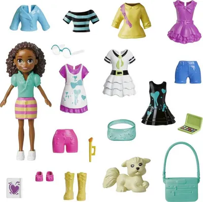 Polly Pocket Doll & 18 Accessories, Poodle Glitter Pack