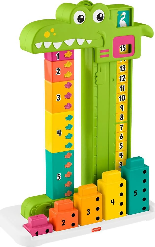 Fisher-Price Adding Alligator Educational Toy with 10 Stacking Blocks for Preschool Kids