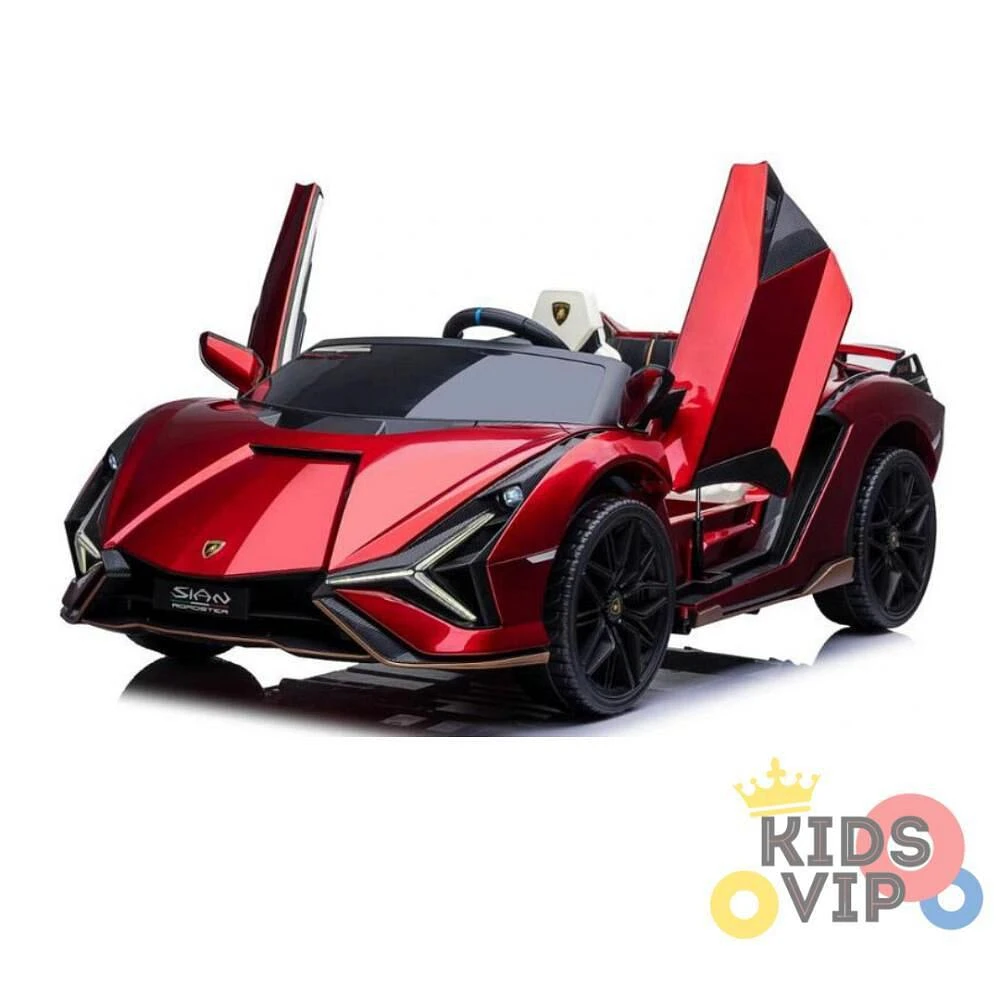 KIDSVIP Voiture porteur 2 places Lamborghini Sian 4X4 24 V sous licence pour enfants avec RC - Rouge